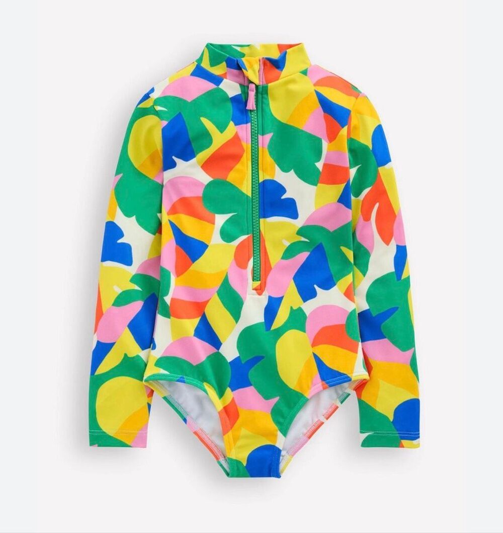 Mini Boden girls' rash guard swimsuit colorful size 7-8 years